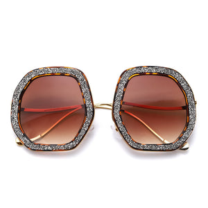 Oversized Luxury Diamond Shiny Sun Glasses