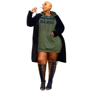 Plus Size Dresses for Women Hoodie Casual Loose Mini Dress