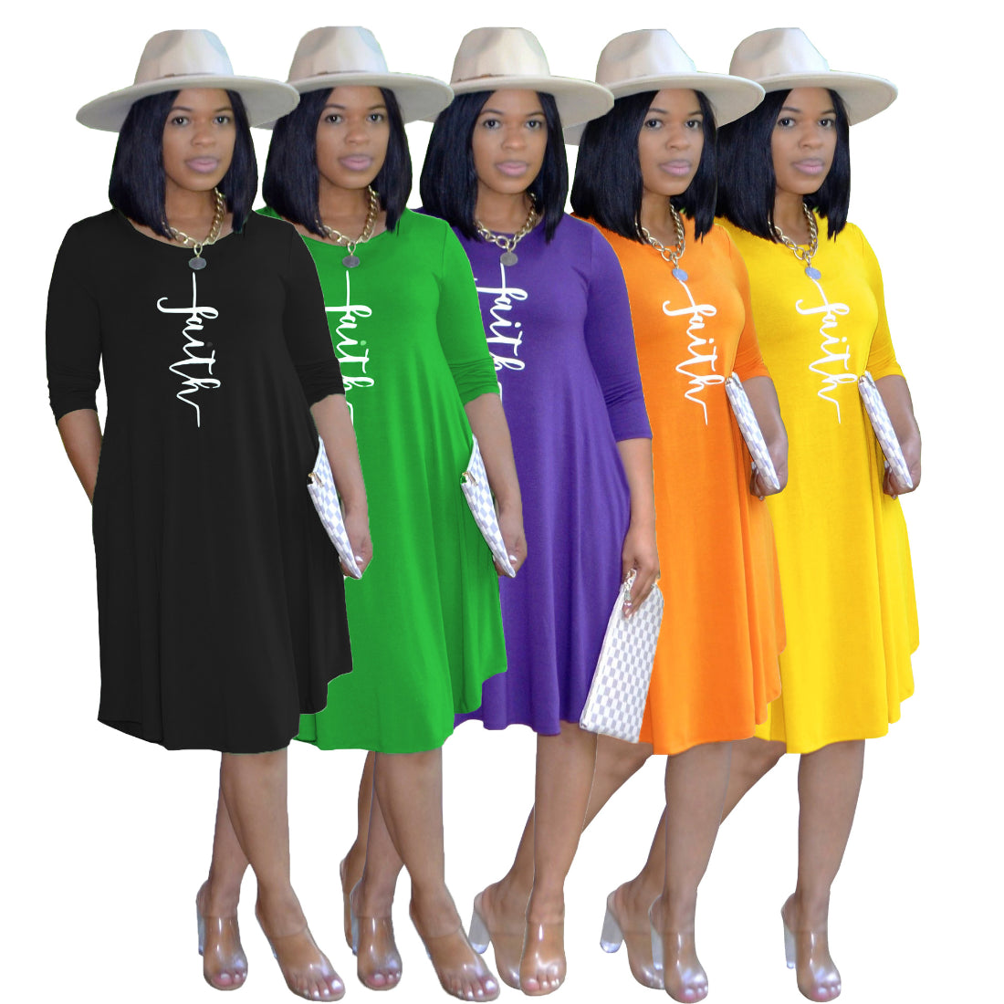 New Faith Quarter Sleeve Dresses